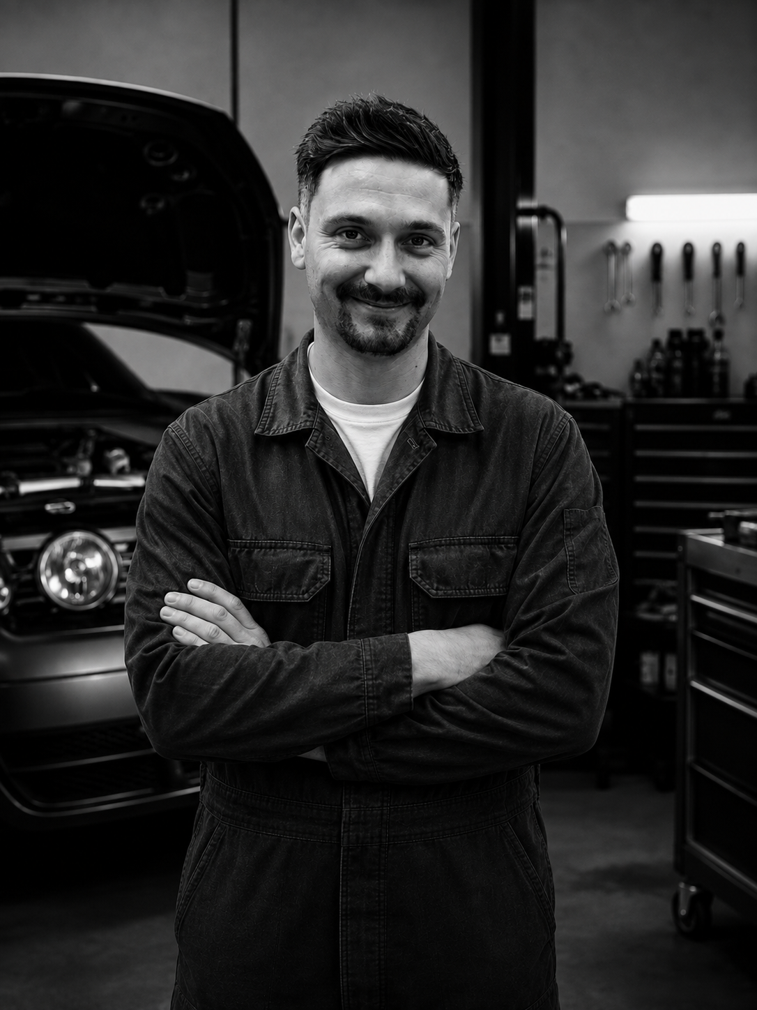 Manuel Seebacher, Kfz-Meister, in seiner Werkstatt